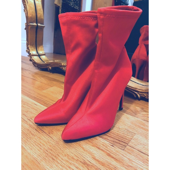 steve madden red sock booties
